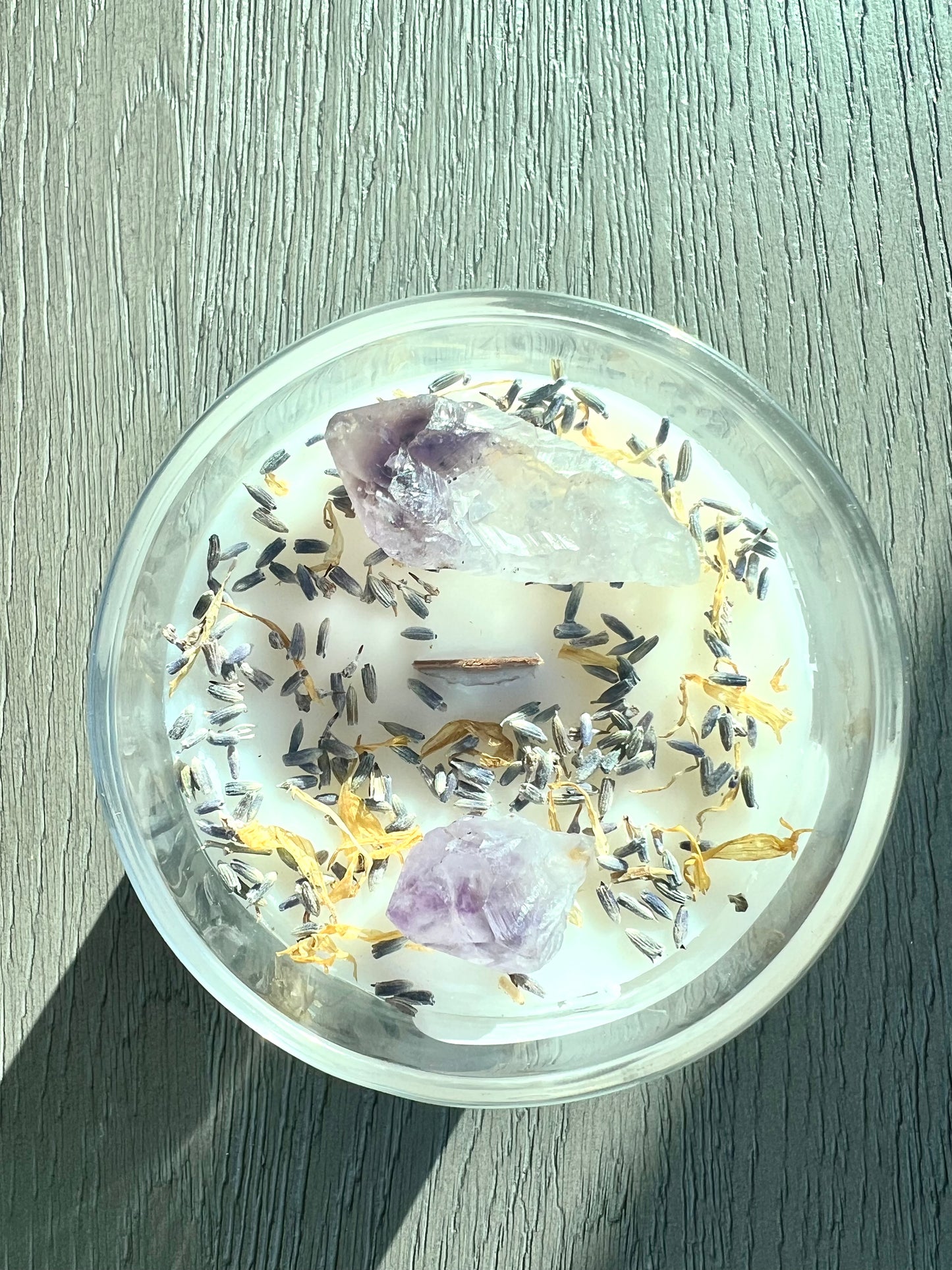 Peace Candle: Amethyst Crystal and Floral Infused Candle