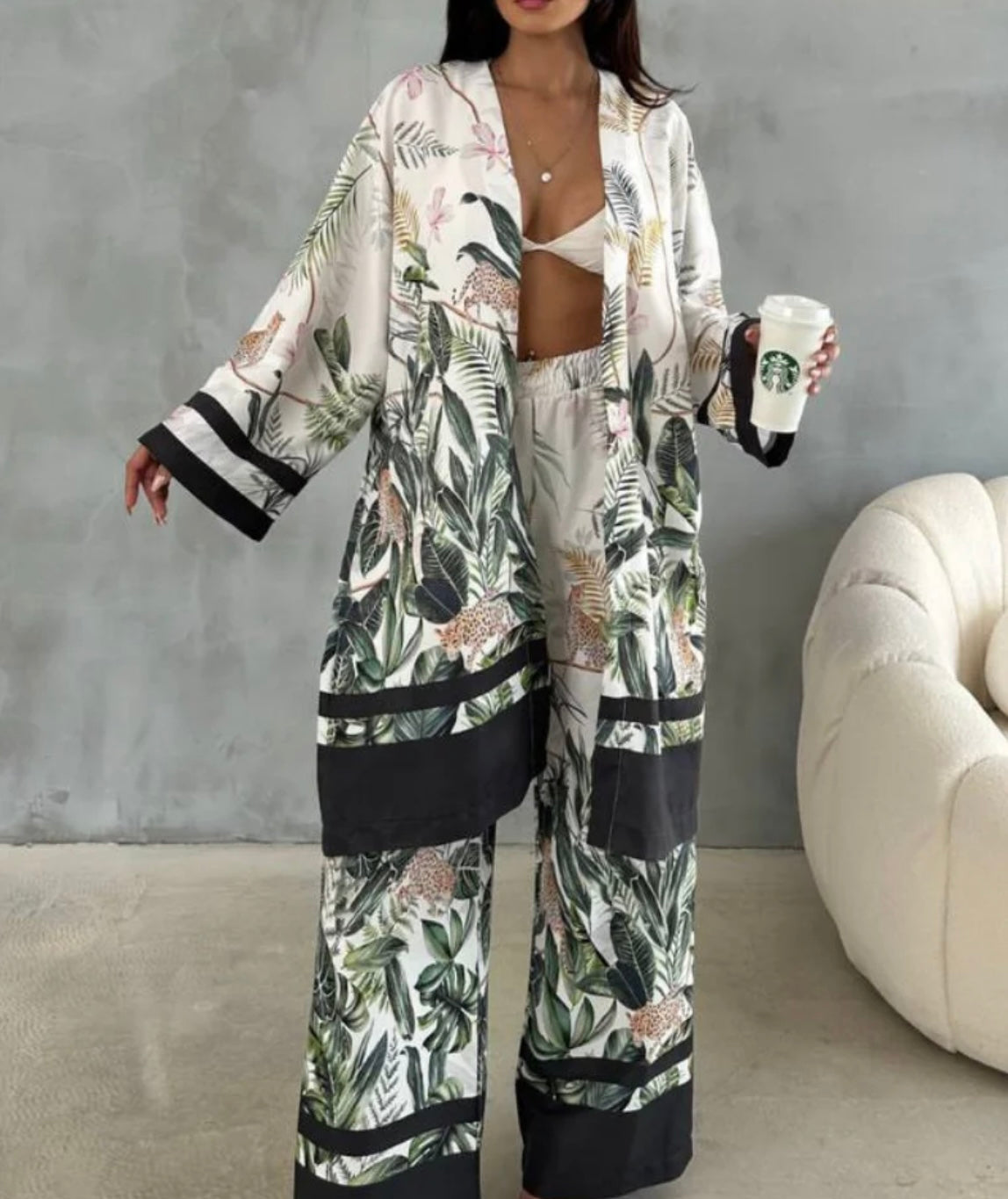 Floral Satin Lounge Set