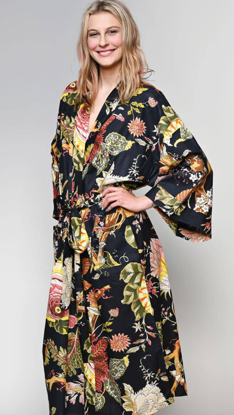 Noir Floral Robe