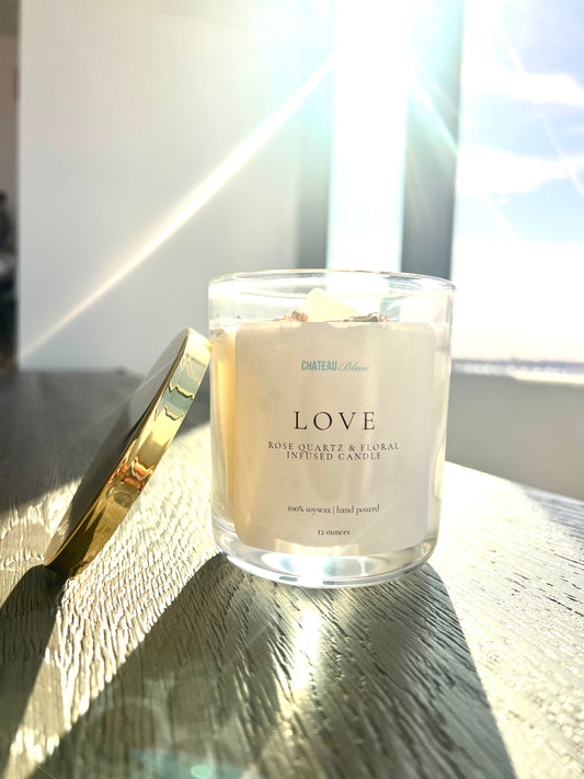 Love Candle: Rose Quartz & Floral Infused Candle