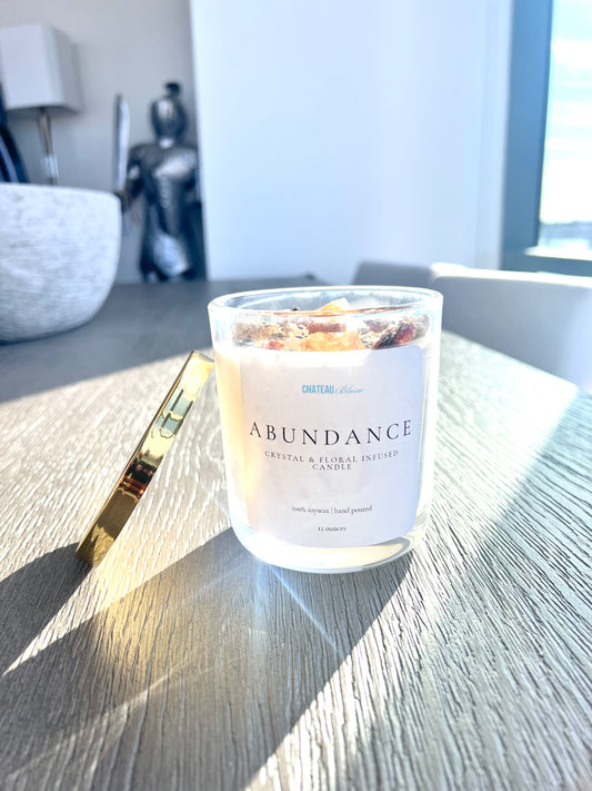 Abundance Candle: Crystal Quartz & Floral Infused Candle